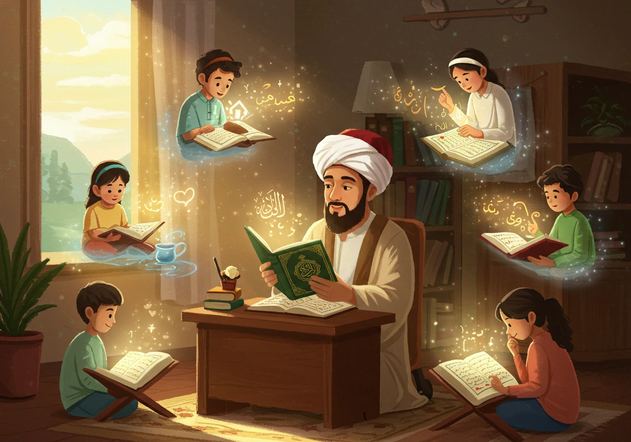 Overview of Quran class content and specialization, illustrating different course types such as basic reading, tajweed, Islamic practices, memorization, advanced tafsir, and classical Arabic—each affecting class cost according to level and expertise required